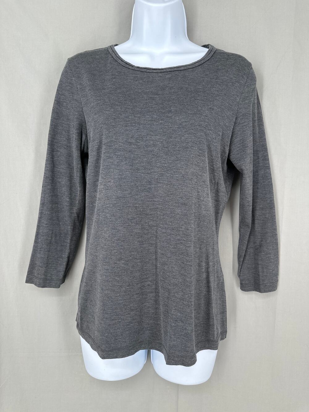 J McLaughlin Top Womens XS Gray Silk Cotton Crew Solid Tee Minimalist